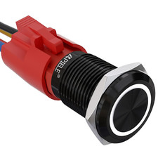APIELE 10 Amp 16Mm Latching Push Button Switch 12V Angel Eye LED Waterproof roun