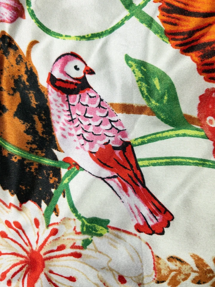 Pañuelo vintage 34x34 Punk caballo y pájaros flores brillante verano moda Foto 2 de 4