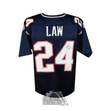 Ty Law HOF 19 Autographed New England Custom Football Jersey - BAS COA