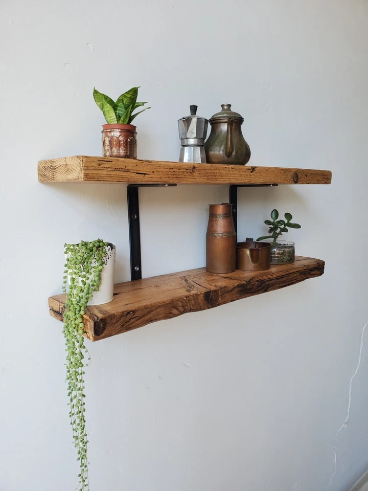 Coppia di Mensole in Legno Massello di Recupero - Lunghezza Personalizzabile - Image 2 of 4