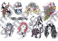 392 Digital Tattoo Flash Sheets with Color  Outlines - CD/USB