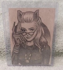 Original Catwoman Pencil Drawing 2.5"x3.5" ACEO 1/1