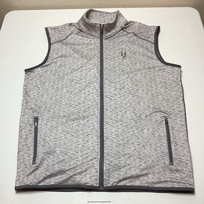 Iron Joc Vest Mens Large Heather Gray Lightweight Performance Full Zip Jacket