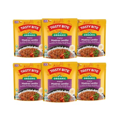 Organic Madras Lentils, 10 Ounce Ready to Eat, Microwavable Entree ~ Pack of 6 ~