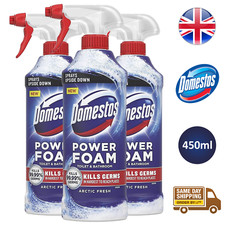 Domestos Power Foam Toilet Bathroom Cleaner Spray Arctic Fresh 450ml x3 9.72 per litre
