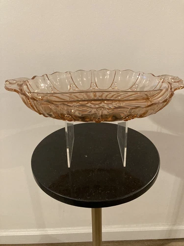 Vintage Pink Depression Glass Divided Dish Bowl 8 x 12"