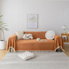 Boho Dark Orange Sofa Cover for Dogs - Colorful Tassel, 71