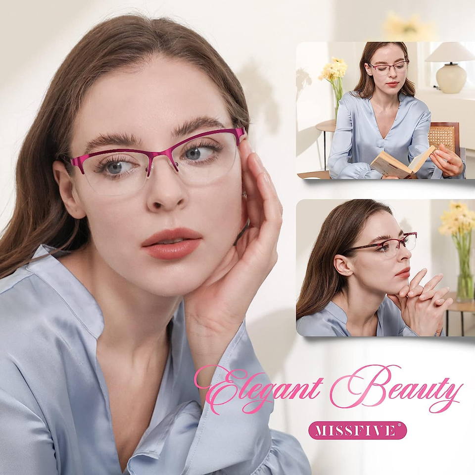 Premium Progressive Multifocus Metal Computer Reading Glasses for Women
