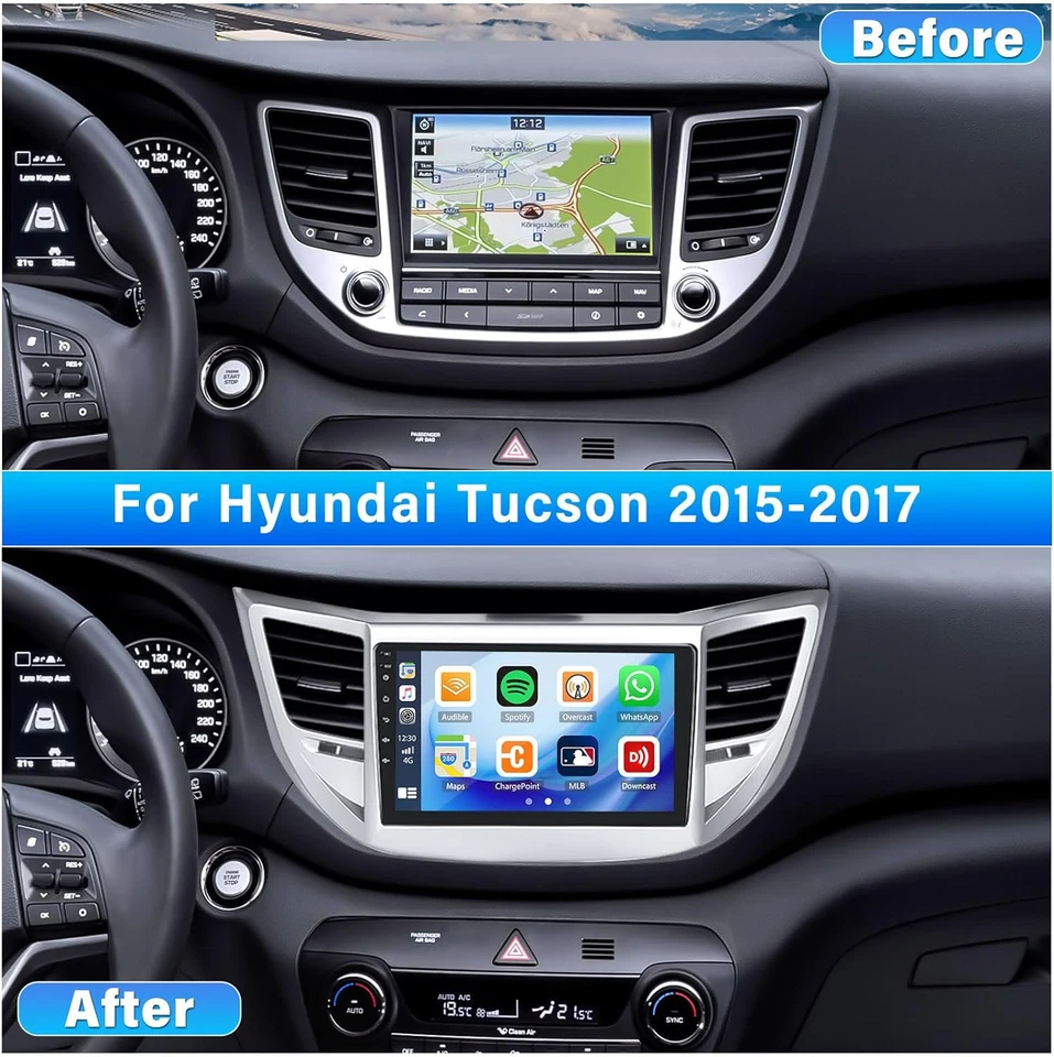 9'' Autoradio Für Hyundai Tucson 2015-18 Android 14 CarPlay GPS Nav RDS DAB 32GB - Bild 2 von 4