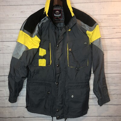 Marker Ltd Mens Vintage Yellow Gray Cinch Waist Ski Jacket Medium