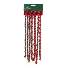 KURT ADLER 9' RED  GOLD TWISTED BEAD CHRISTMAS TREE GARLAND DECORATION H9490RGO
