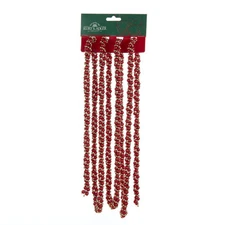 KURT ADLER 9' RED & GOLD TWISTED BEAD CHRISTMAS TREE GARLAND DECORATION H9490RGO
