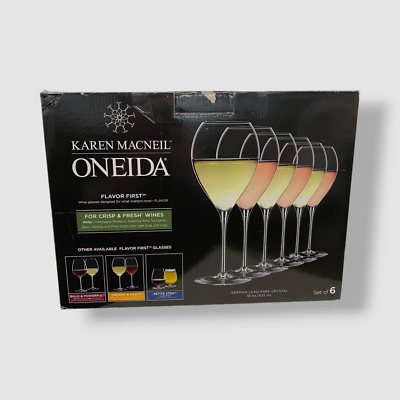 ONEIDA Flavor First Crystal Wine Glasses - Set Of 4 For Champagne & White Wines