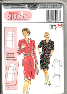 Burda Studio Sewing Pattern Women's Shirt Dress 4585 Plus Size 16 to 34 UNCUT