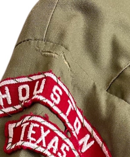 Boy Scouts Vintage 1970s Khaki Green Long sleeve Shirt Houston Texas Size Small - Picture 8 of 9