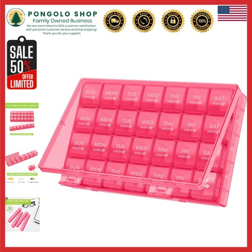 Large Capacity Monthly Pill Organizer - BPA-Free Boxes for Vitamins & Fish Oil