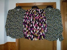 Long Sleeve Full Button down Shirt Blouses size SM,Dana Buchman Multi Color NWT