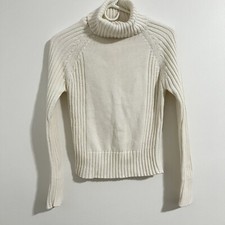 Geric Sport Girls White Turtle Neck Sweater Size XL Ribbed Long Sleeve Cotton