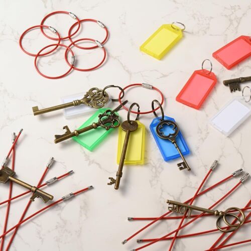 20x Stainless Steel Wire Keychain Cable Key Ring Luggage Tags Loop w/ Screw Lock - Picture 33 of 48