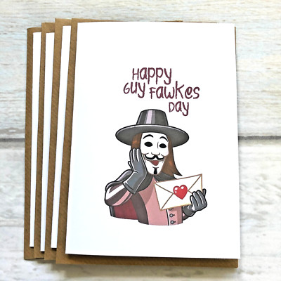 Happy Bonfire Night Grußkarten 4er Pack leer Innengröße A6 Guy Fawkes