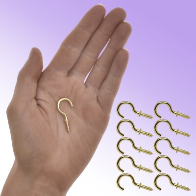 Small Screw Hooks 10Pc Tiny Mini 2cm Gold Brass Wall Jewellery Key Lights  Hanger UK