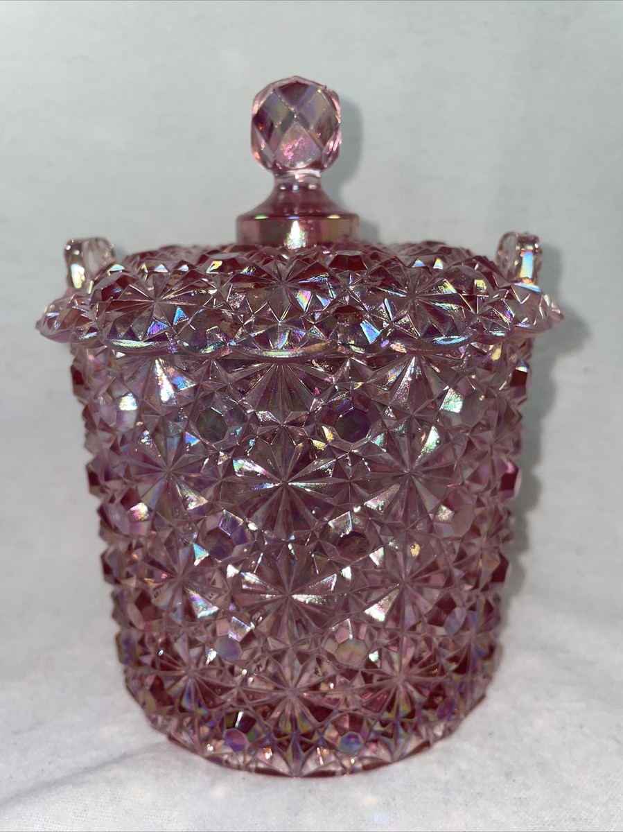 刻印ありフェントン ピンク キャベツ ローズ キャンディディッシュ Vintage Fenton Pink Pearl Daisy & Button Art Glass Ice