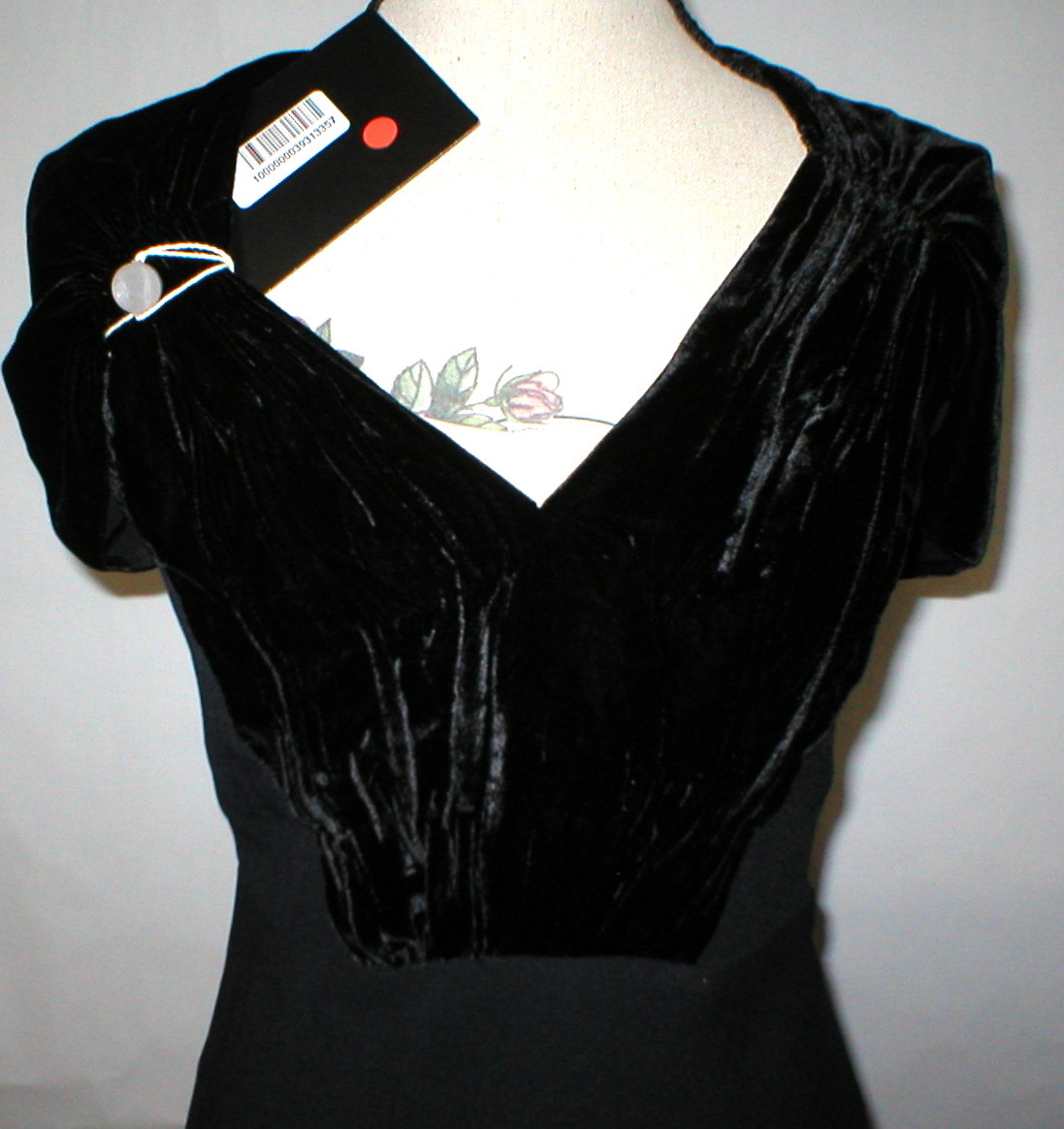 New Womens 4 NWT Italy Prada Dress Black 40 Velvet Silk Acetate Short Sleeves  thumbnail 3