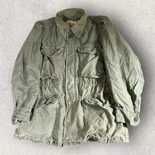 Vintage 50  s OG 107 M-1951 Olive Green Field Jacket Size Small Distressed Faded