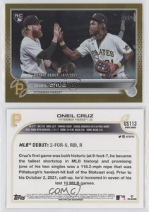 2022 Topps Update Rookie Debut Gold Foil Oneil Cruz #US113 Rookie RC