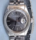 1972 Rolex Datejust 36 Ref 1601 Grey Dial Steel White Gold Automatic Vintage