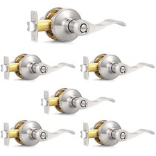 Modern Wave Privacy Door Levers 6 Pack - Satin Nickel