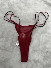   VICTORIA  S SECRET   PINK  MESH Micro Strappy Thong RED LACQUER MEDIUM