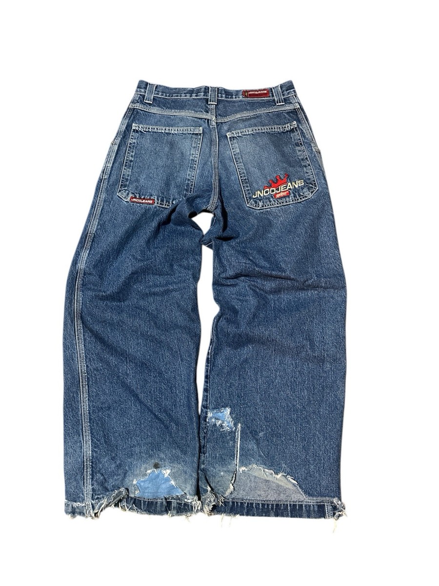 【Special】Jnco jeans crown logo バギーデニム Vintage 2000s Y2K JNCO Crown Baggy Jeans 32x32 Blue Denim Mens