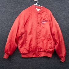 Vintage 90s The Heartbeat Of America Chevy Classic Red Bomber Jacket Mens Sz XL
