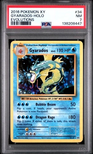 2016 POKEMON XY EVOLUTIONS #34 GYARADOS-HOLO PSA 7
