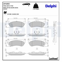 Bremsbelagsatz Scheibenbremse Delphi LP1692 FüR W163 Klasse Mercedes 230 163 136