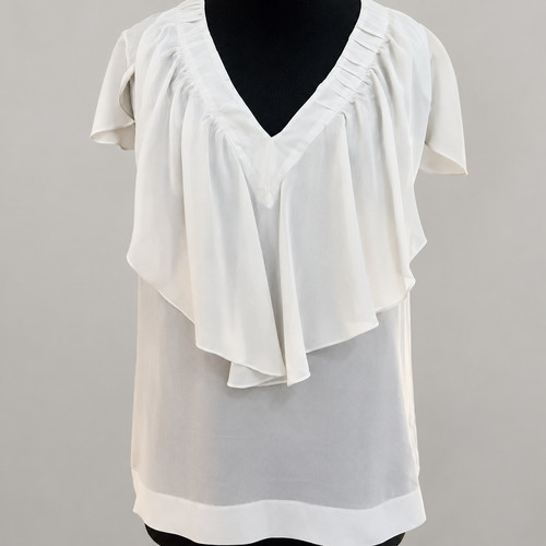 Fendi, Vintage Fendi Ivory Silk Ruffle Blouse Flutter Sleeve Top UK 8 Made in Italy