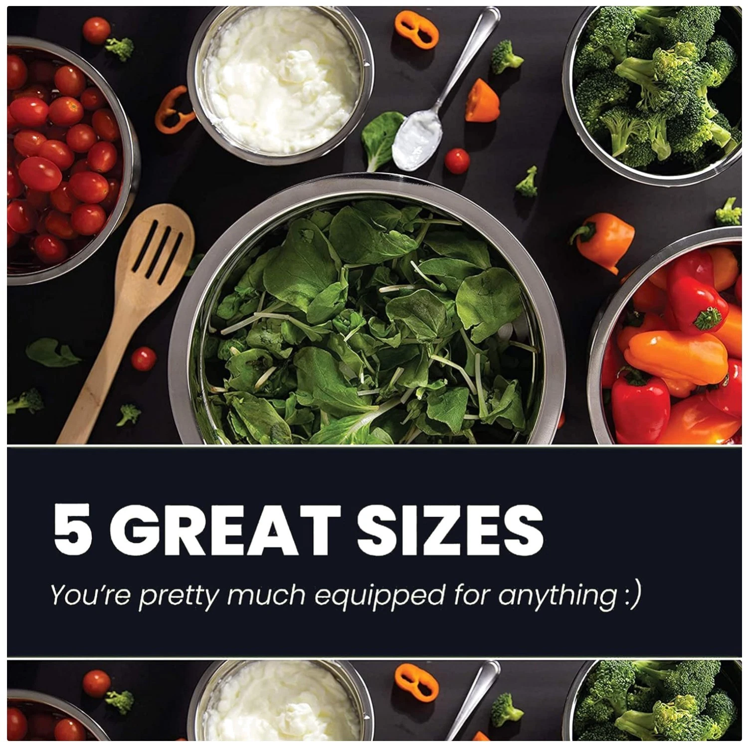 Stainless Steel Mixing Bowls - 5-Piece Set for Kitchen