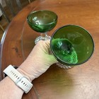 2 Anchor Hocking Bubble Foot Champagne Sherbet Glasses  Emerald Green Vintage — photo 6