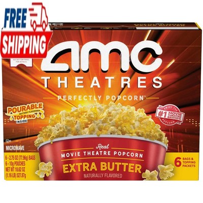 AMC Theaters Microwave Popcorn 6Uds, Extra Butter