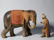 PEMA Krippe Ergänzung wunderschöner Elefant + Treiber Eschenholz , 12 cm Krippe