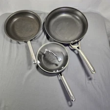 Calphalon Commercial Skillet Pan Lot 8" 10" 12" Hard Anodized Toledo USA + 1 Lid
