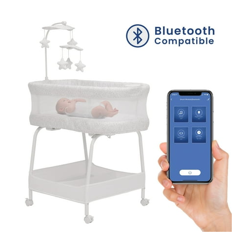 Delta Children SmartSleep Auto Glide Bassinet with Bluetooth Alloy