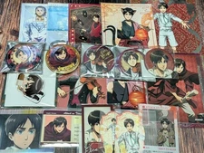 Attack on Titan Eren Collectible Lot 21 Items Postcards Badges Authentic Japan
