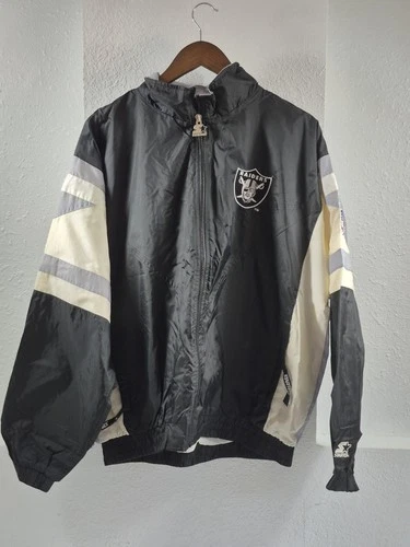 Vtg 1990s Starter Oakland Raiders Full Zip Track Jacket Warmup Patch Mens L - product listing photo