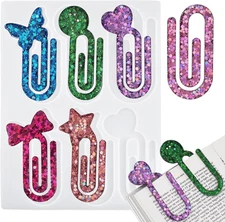 Jumbo Paper Clips Resin Bookmark Molds, 6-Cavity Butterfly Star Heart Epoxy Resi