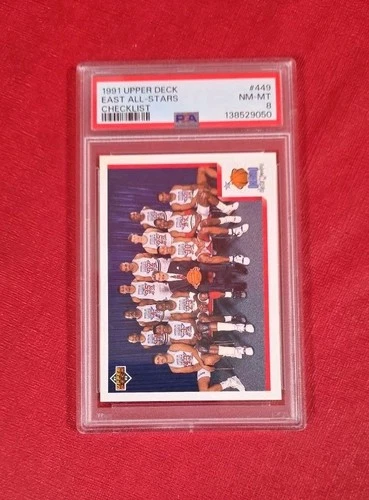 1991-92 Upper Deckv#449 East All-Star Team Michael Jordan NBA Card PSA 8
