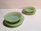 4pc Vintage Fire King Jadeite Jane Ray Fruit Dessert Bowls and Plate Set