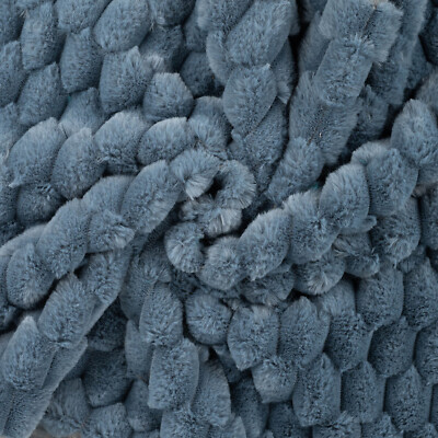 Stoff Polyester Fell Noppen jeansblau Fellimitat Langflor Webpelz