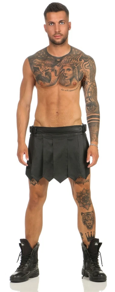 XS-3XL Falda Medieval Kilt Cuero Real 1 Hebillas de Cinturón Un Legionario Ropa de Club Foto 4 de 4